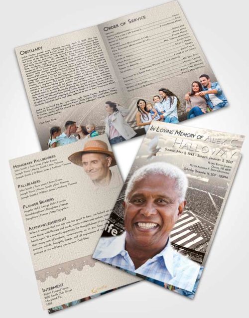Bifold Order Of Service Obituary Template Brochure Tranquil Football Stadium