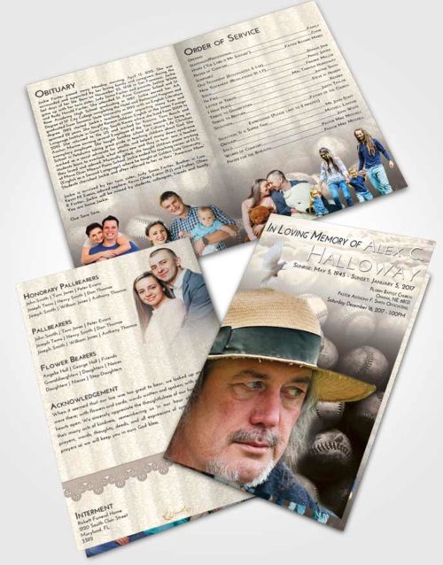 Bifold Order Of Service Obituary Template Brochure Tranquil Foul Ball