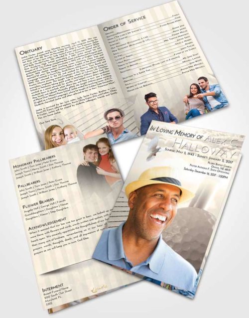 Bifold Order Of Service Obituary Template Brochure Tranquil Golf Day