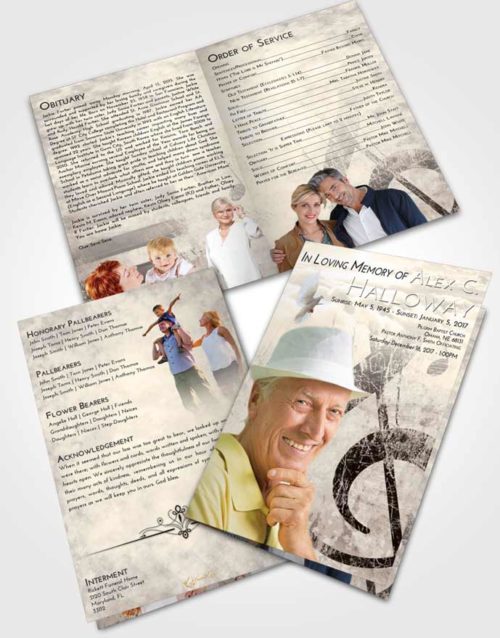 Bifold Order Of Service Obituary Template Brochure Tranquil Harmonica