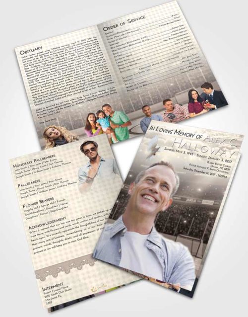 Bifold Order Of Service Obituary Template Brochure Tranquil Hockey Love