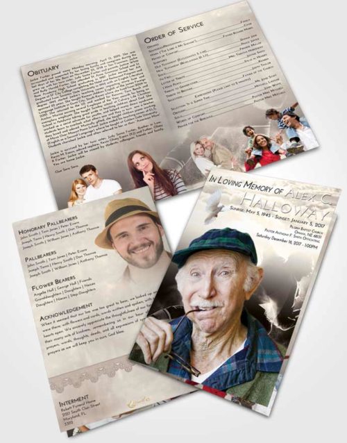 Bifold Order Of Service Obituary Template Brochure Tranquil Hockey Paradise