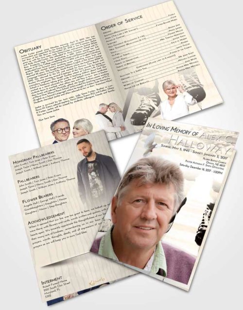 Bifold Order Of Service Obituary Template Brochure Tranquil Hockey Pride