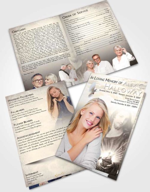 Bifold Order Of Service Obituary Template Brochure Tranquil Jesus Christ