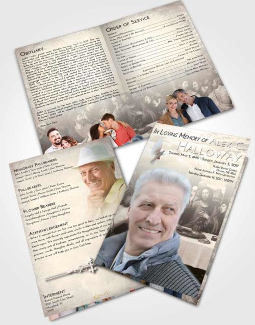 Bifold Order Of Service Obituary Template Brochure Tranquil Jesus Last Supper