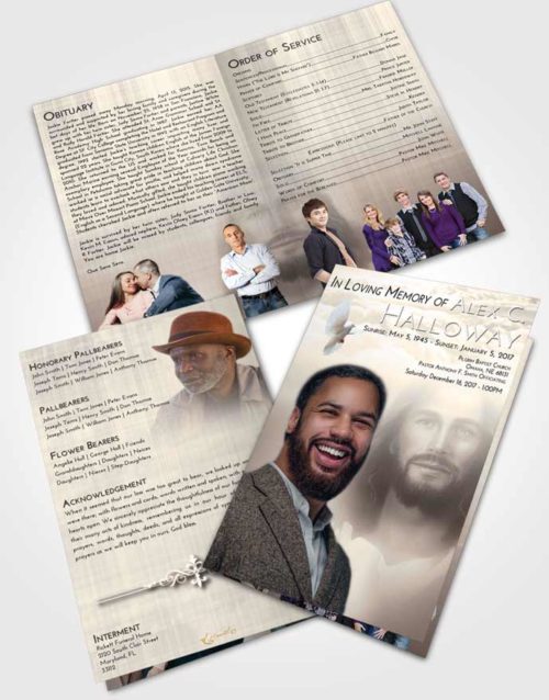 Bifold Order Of Service Obituary Template Brochure Tranquil Jesus in Heaven