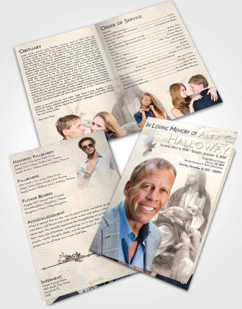 Bifold Order Of Service Obituary Template Brochure Tranquil Jesus in the Sky