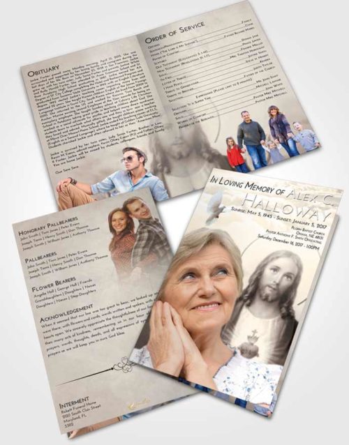 Bifold Order Of Service Obituary Template Brochure Tranquil Jesus our Lord
