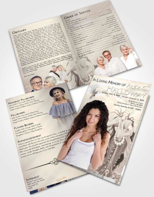 Bifold Order Of Service Obituary Template Brochure Tranquil Lakshmi Divinity