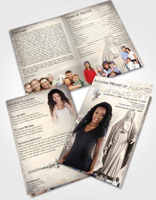 Bifold Order Of Service Obituary Template Brochure Tranquil Mary Full of Grace