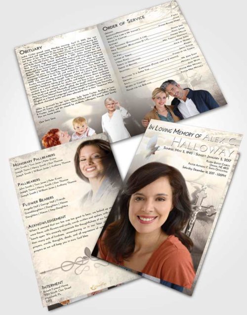 Bifold Order Of Service Obituary Template Brochure Tranquil Rosary Honor
