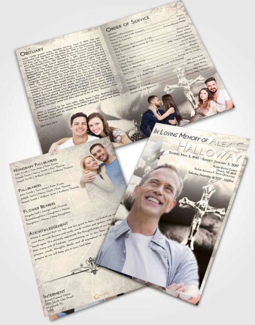Bifold Order Of Service Obituary Template Brochure Tranquil Rosary Life