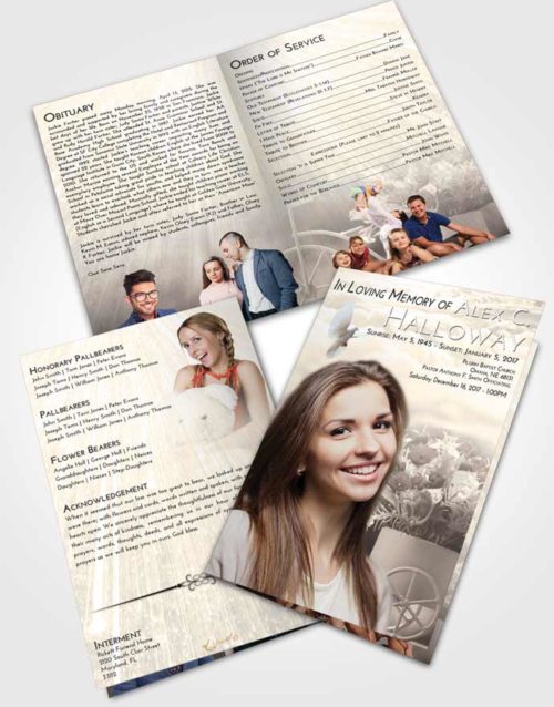 Bifold Order Of Service Obituary Template Brochure Tranquil Rose Love