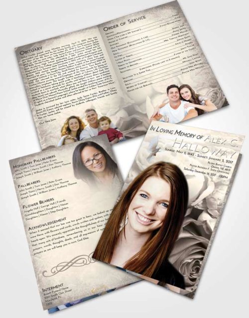 Bifold Order Of Service Obituary Template Brochure Tranquil Rose Magic