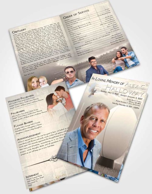 Bifold Order Of Service Obituary Template Brochure Tranquil Rugby Honor