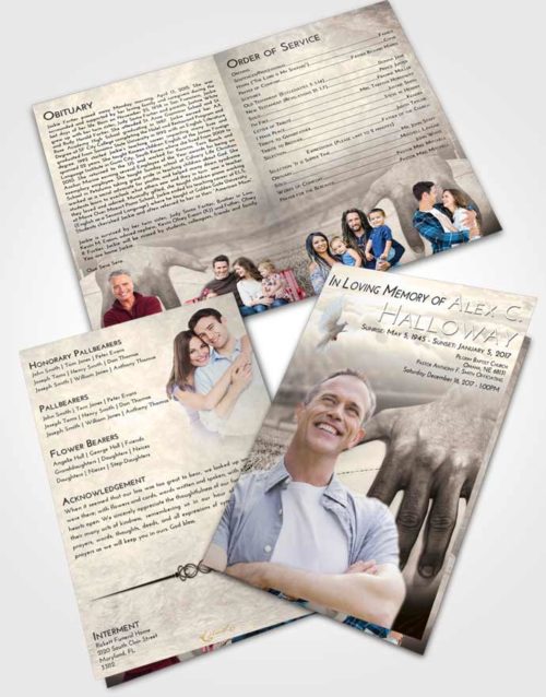 Bifold Order Of Service Obituary Template Brochure Tranquil Rugby Surprise