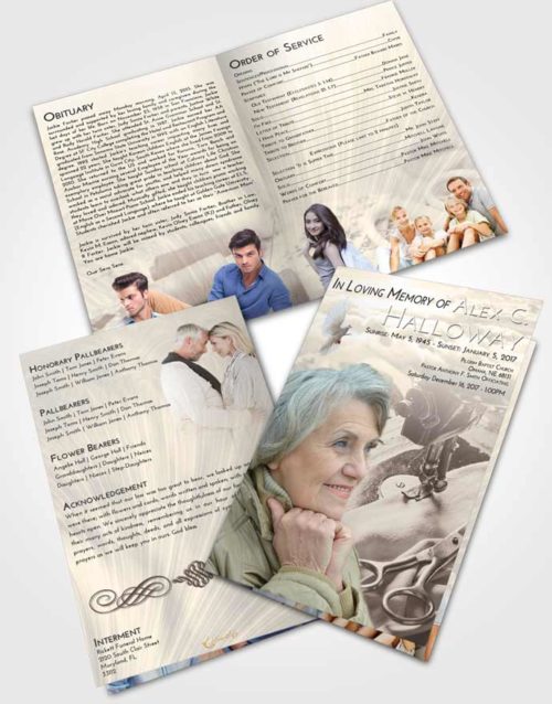 Bifold Order Of Service Obituary Template Brochure Tranquil Sewing Love