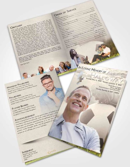 Bifold Order Of Service Obituary Template Brochure Tranquil Soccer Cleats