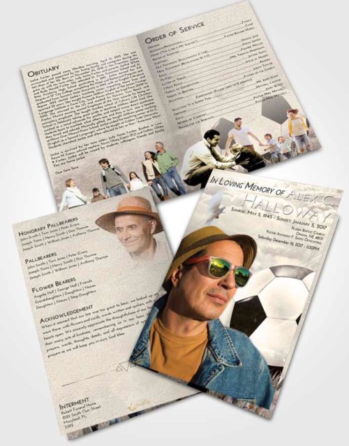 Bifold Order Of Service Obituary Template Brochure Tranquil Soccer Dreams