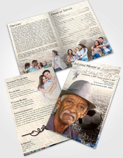 Bifold Order Of Service Obituary Template Brochure Tranquil Soccer Journey