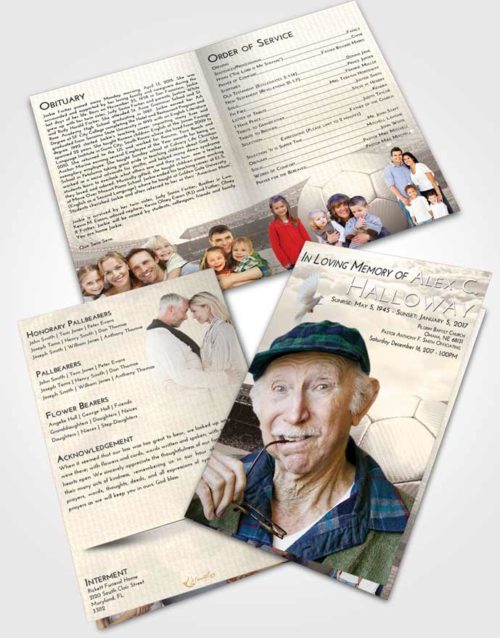 Bifold Order Of Service Obituary Template Brochure Tranquil Soccer Love