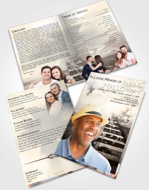 Bifold Order Of Service Obituary Template Brochure Tranquil Stairway for the Soul