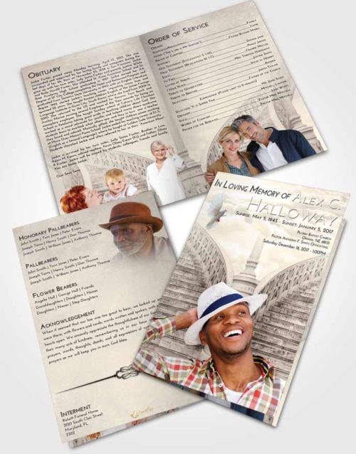 Bifold Order Of Service Obituary Template Brochure Tranquil Stairway of Love