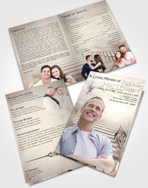 Bifold Order Of Service Obituary Template Brochure Tranquil Stairway to Freedom