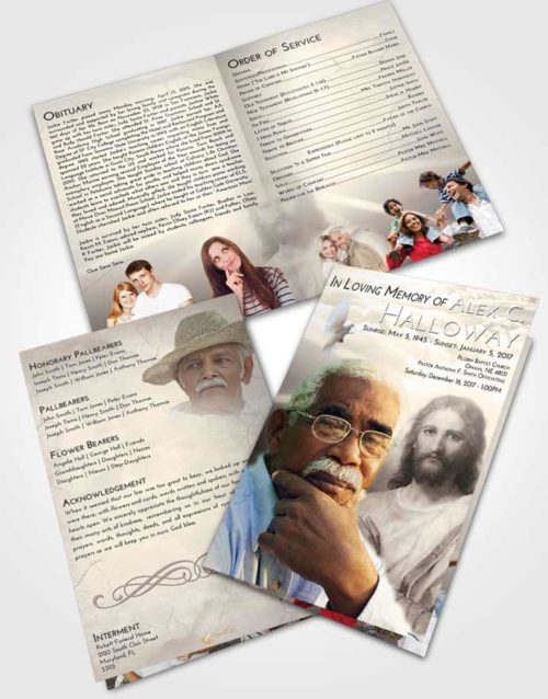 Bifold Order Of Service Obituary Template Brochure Tranquil Star of Jesus