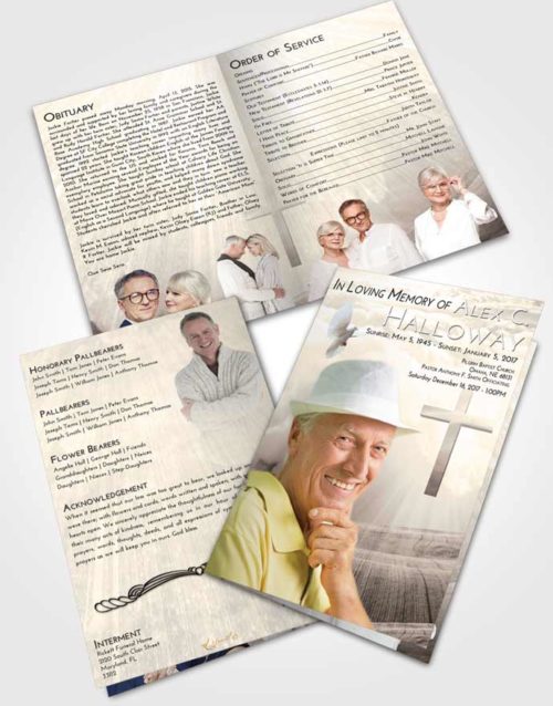 Bifold Order Of Service Obituary Template Brochure Tranquil The Cross of Life