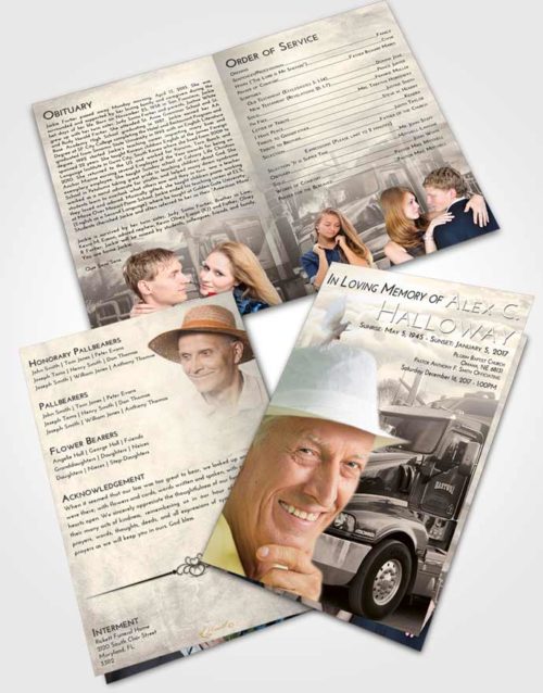 Bifold Order Of Service Obituary Template Brochure Tranquil Trucker Days