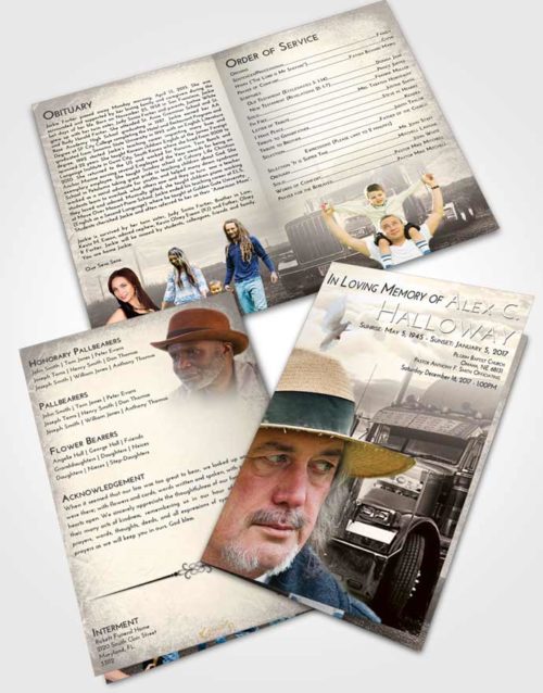 Bifold Order Of Service Obituary Template Brochure Tranquil Trucker Drive