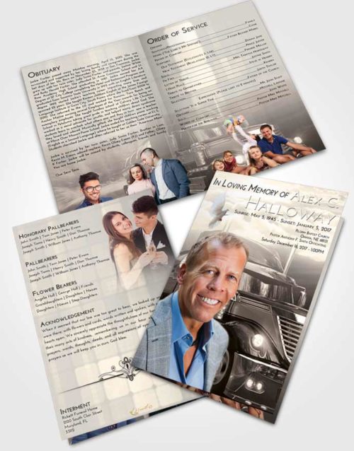Bifold Order Of Service Obituary Template Brochure Tranquil Trucker Life
