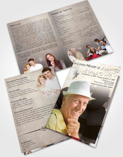 Bifold Order Of Service Obituary Template Brochure Tranquil Veterans Honor