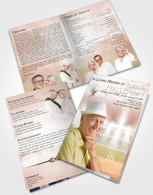 Bifold Order Of Service Obituary Template Brochure Vintage Love Cricket Pride