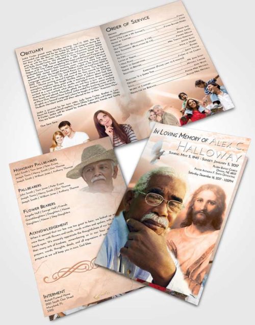 Bifold Order Of Service Obituary Template Brochure Vintage Love Star of Jesus