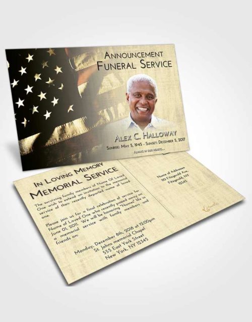 Funeral Announcement Card Template At Dusk American Veteran