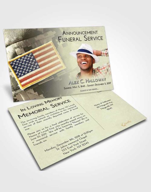 Funeral Announcement Card Template At Dusk Army Days