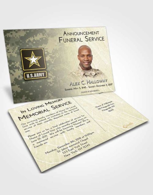 Funeral Announcement Card Template At Dusk Army Duty