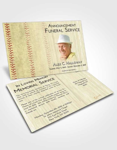 Funeral Announcement Card Template At Dusk Baseball Honor