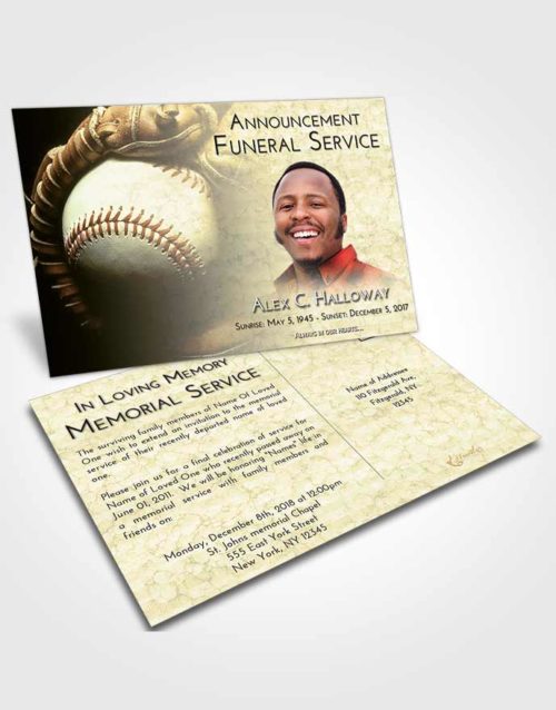 Funeral Announcement Card Template At Dusk Baseball Life