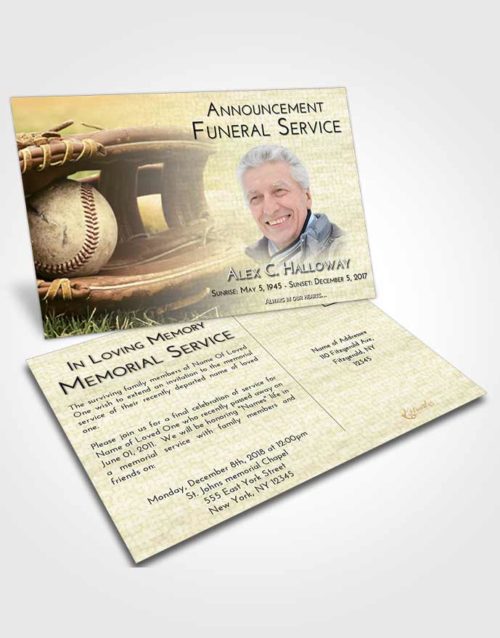 Funeral Announcement Card Template At Dusk Baseball Tranquility