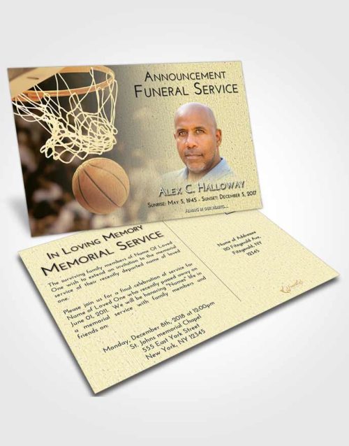 Funeral Announcement Card Template At Dusk Basketball Swish