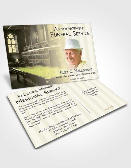Funeral Announcement Card Template At Dusk Billiards Journey