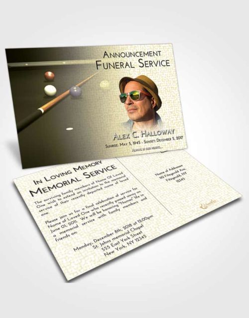 Funeral Announcement Card Template At Dusk Billiards Peace
