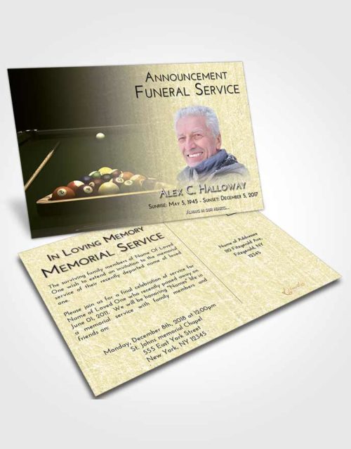 Funeral Announcement Card Template At Dusk Billiards Pride