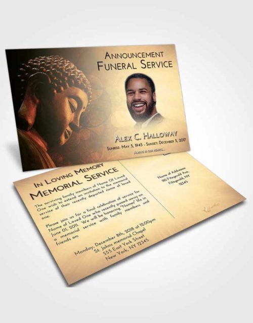 Funeral Announcement Card Template At Dusk Buddha Divinity