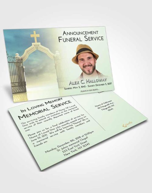 Funeral Announcement Card Template At Dusk Clear Gates For Heaven