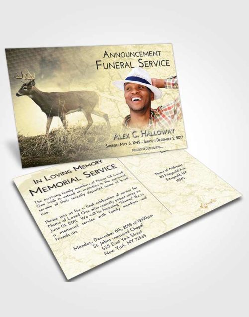 Funeral Announcement Card Template At Dusk Deer Game