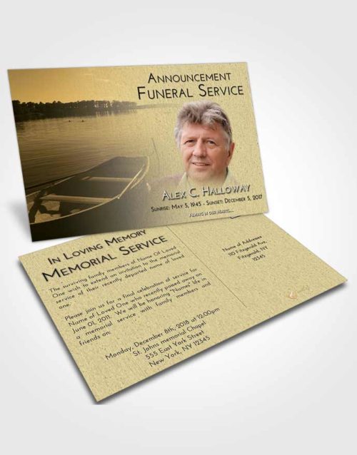Funeral Announcement Card Template At Dusk Fishing Boat
